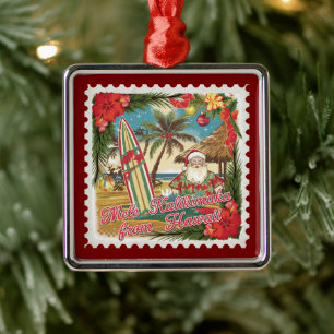Christmas Greetings from Hawaii Holiday  Metal Ornament