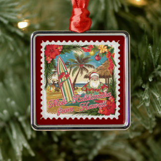 Christmas Greetings from Hawaii Holiday Metal Ornament