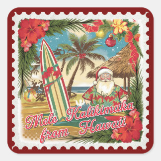 Christmas Greetings from Hawaii Holiday Square Sticker