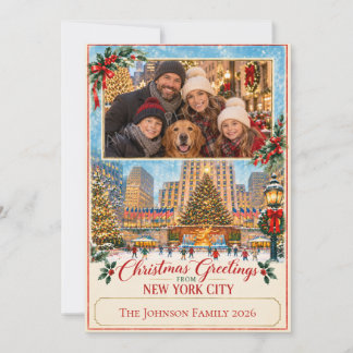 Christmas Greetings from NYC Vintage Photo Holiday Card