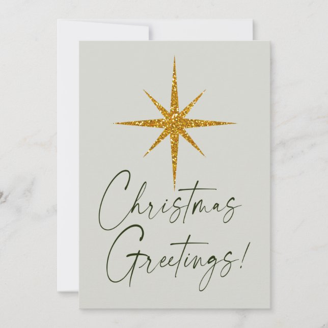 Christmas Greetings! | Gold Glitter Star Card (Front)