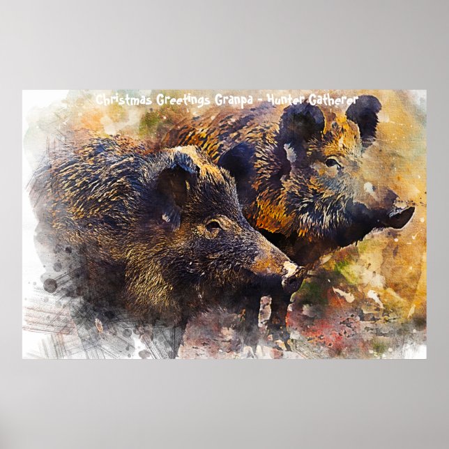 Christmas Greetings Grandpa Hunter Gatherer Poster (Front)