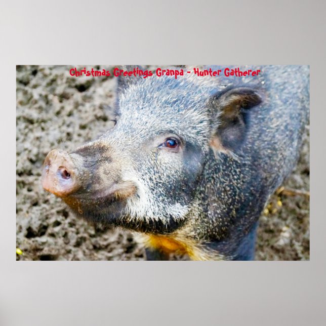 Christmas Greetings Grandpa Hunter Gatherer Poster (Front)