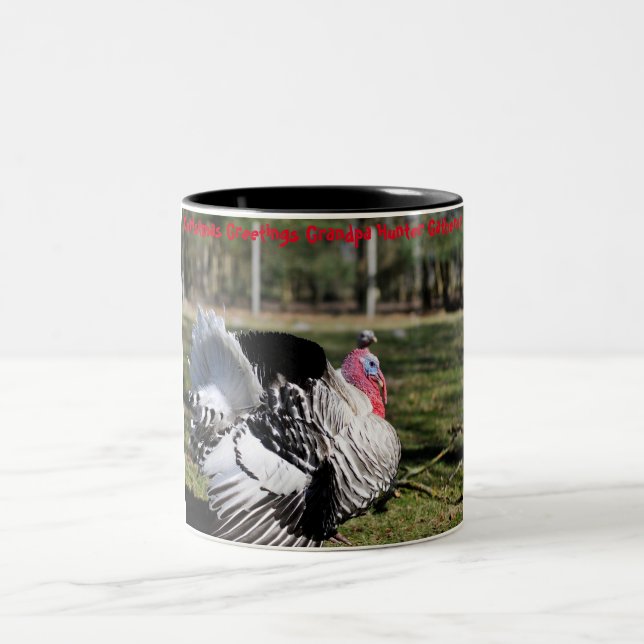 Christmas Greetings Grandpa Hunter Gatherer Two-Tone Coffee Mug (Center)