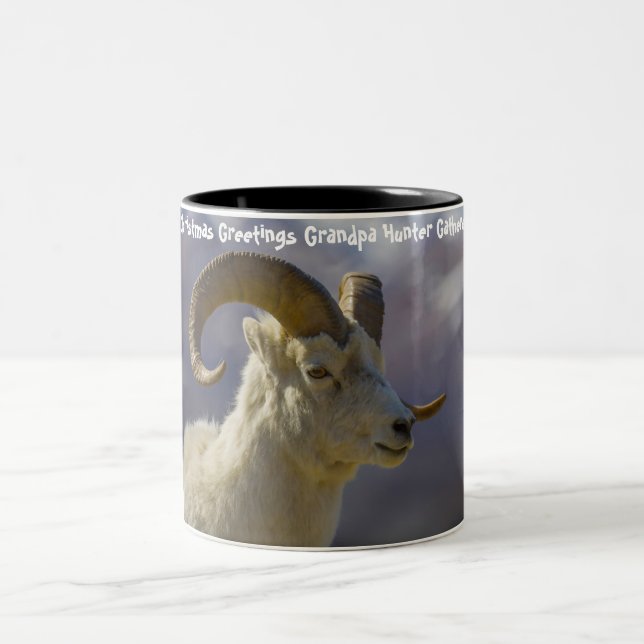 Christmas Greetings Grandpa Hunter Gatherer Two-Tone Coffee Mug (Center)