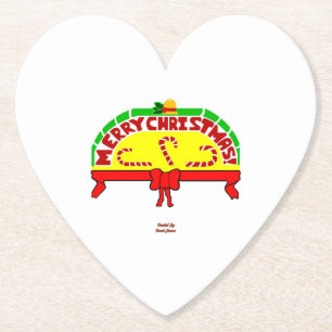 Christmas Greetings Heart Paper Coaster