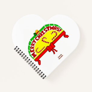 Christmas Greetings Heart Shaped Spiral Notebook