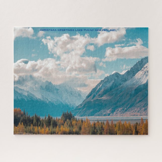 Christmas Greetings Lake Pukaki New Zealand Jigsaw Puzzle (Horizontal)