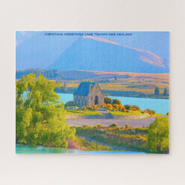 Christmas Greetings Lake Tekapo New Zealand Jigsaw Puzzle (Horizontal)