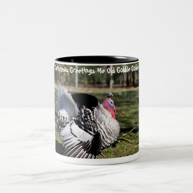 Christmas Greetings Me Old Gobble Gobble Two-Tone Coffee Mug (Center)