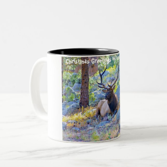Christmas Greetings My Hunter Gatherer Two-Tone Coffee Mug (Front Left)