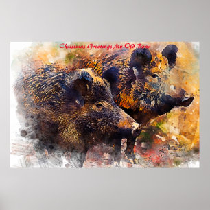 Christmas Greetings My Old Boar Poster