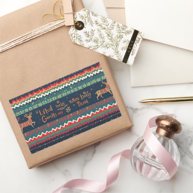 Christmas Greetings pattern Design  Rectangular Sticker (Gifting)