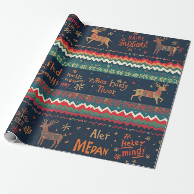 Christmas Greetings pattern Design  Wrapping Paper (Unrolled)