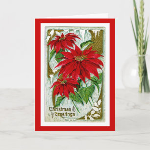 Christmas Greetings Pointsettia Holiday Card