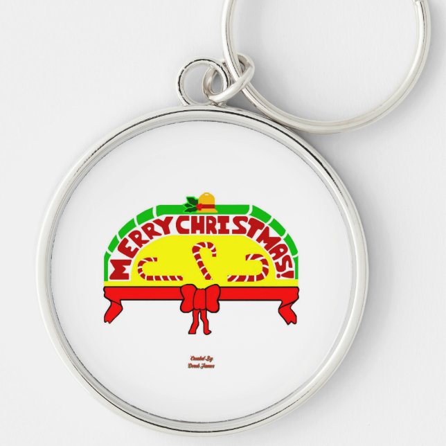 Christmas Greetings Premium Round Key Chain (Front)