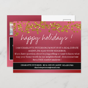 Christmas Greetings Real Estate Agent Farming Holiday Postcard