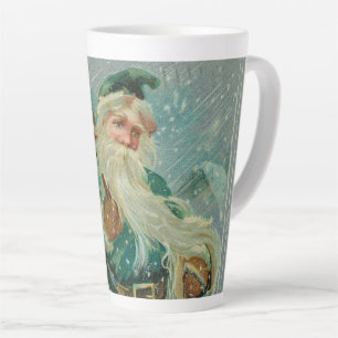 Christmas Greetings-Retro Santa Claus Postcard Latte Mug