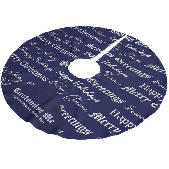 Christmas Greetings (Silver) Brushed Polyester Tree Skirt (Angled)