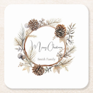 Christmas Greetings  Square Paper Coaster