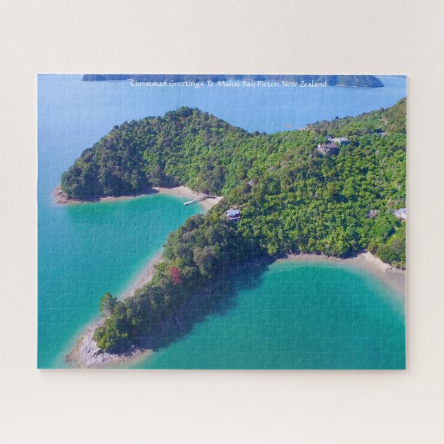 Christmas Greetings Te Mahai Bay Picton Jigsaw Puzzle (Horizontal)