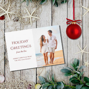 Christmas Greetings Tropical Beach Photo Holiday Card