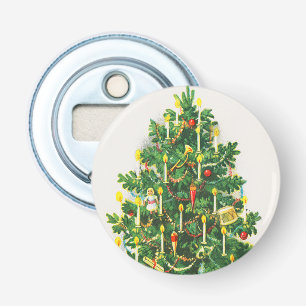 Christmas Greetings, vintage card, Christmas Tree Bottle Opener