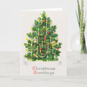 Christmas Greetings, vintage card, Christmas Tree Card