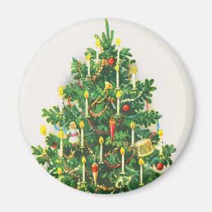 Christmas Greetings, vintage card, Christmas Tree Magnet