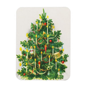 Christmas Greetings, vintage card, Christmas Tree Magnet