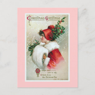"Christmas Greetings" Vintage Holiday Postcard