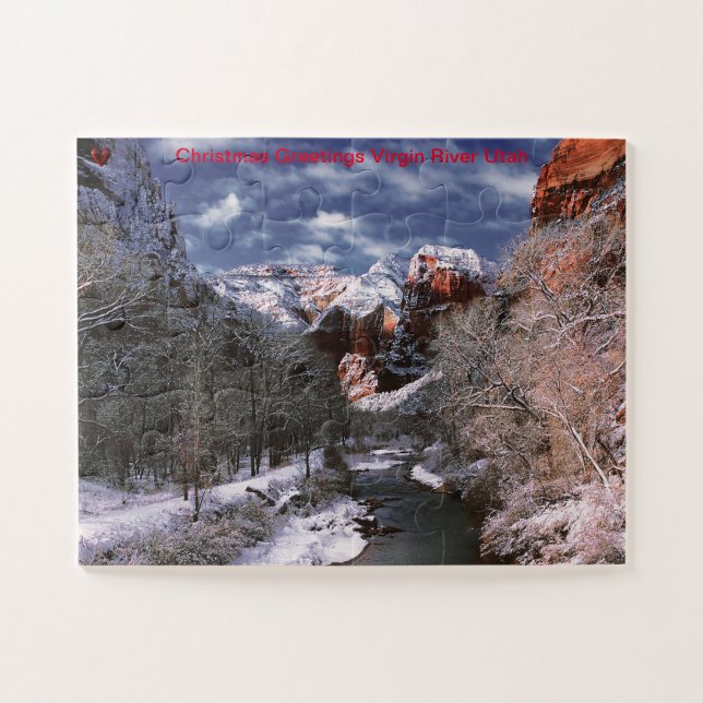 Christmas Greetings Virgin River Utah Jigsaw Puzzle (Horizontal)