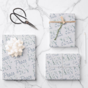 Christmas Greetings Winter Greenery Watercolor Wrapping Paper Sheet
