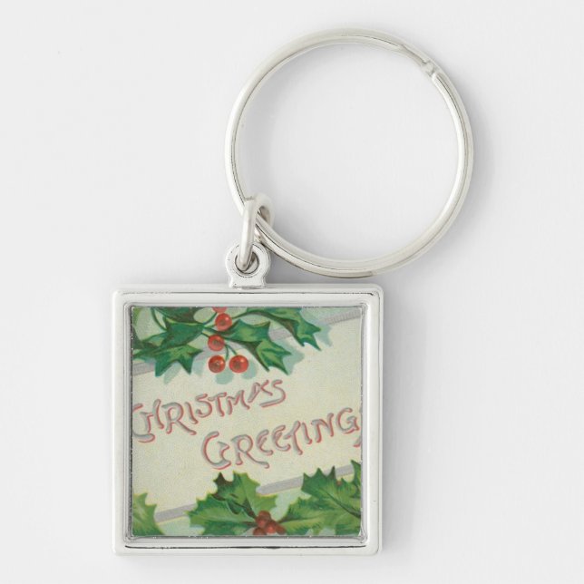 Christmas Greetings with Holly Key Ring (Front)