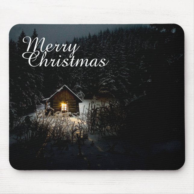 Christmas Greetings with Witch House Mouse Pad (Front)