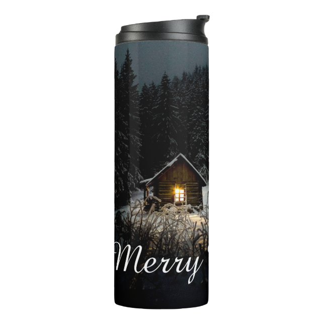 Christmas Greetings with Witch House Thermal Tumbler (Rotated Left)