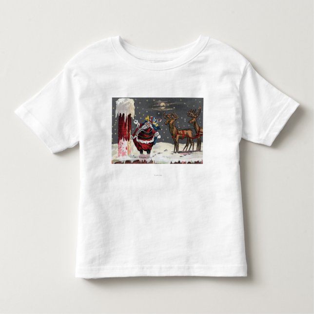 Christmas GreetingSanta and Chimney Toddler T-Shirt (Front)