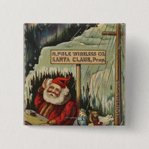 Christmas GreetingSanta at North Pole 15 Cm Square Badge
