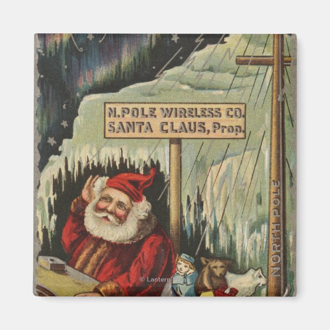 Christmas GreetingSanta at North Pole Magnet (Front)