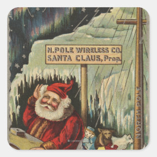 Christmas GreetingSanta at North Pole Square Sticker