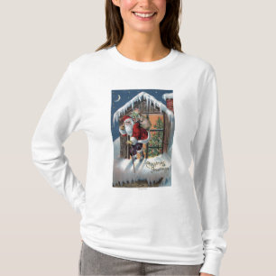 Christmas GreetingSanta Climbing Out Window T-Shirt