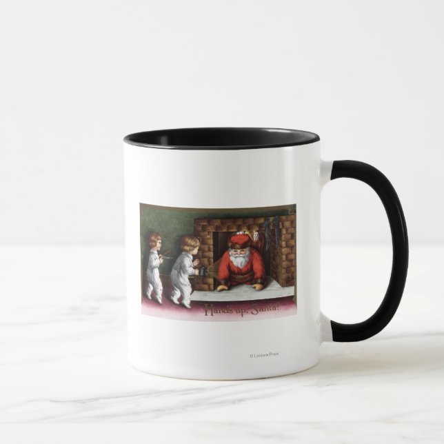 Christmas GreetingSanta Coming Out Chimney Mug (Right)