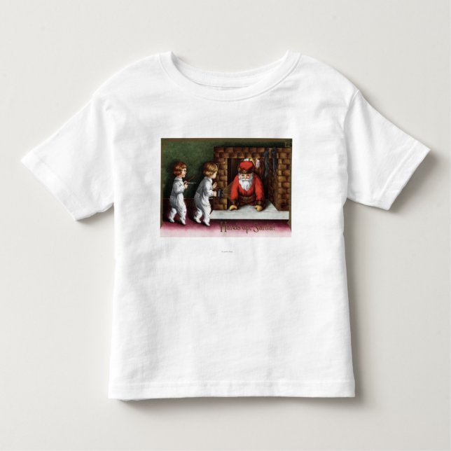 Christmas GreetingSanta Coming Out Chimney Toddler T-Shirt (Front)