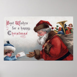 Christmas GreetingSanta Getting Letter Poster
