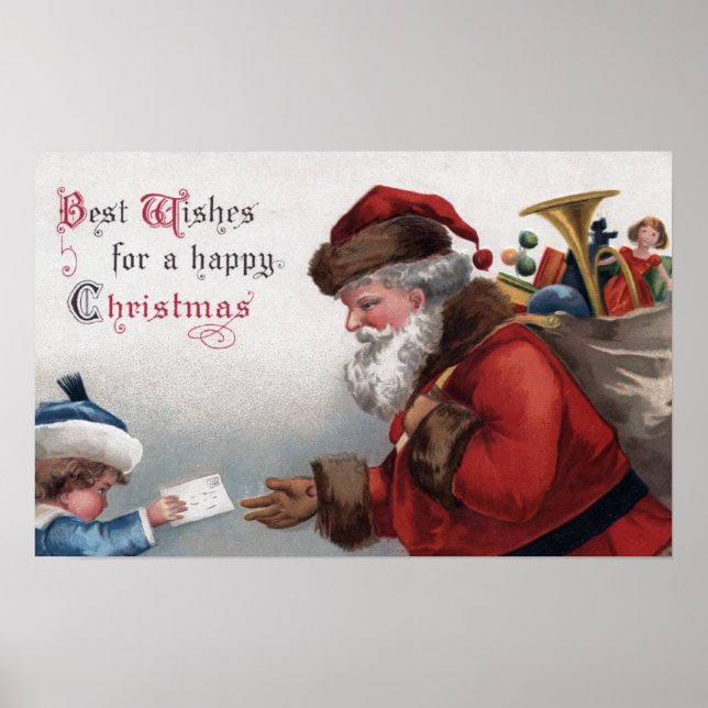 Christmas GreetingSanta Getting Letter Poster (Front)
