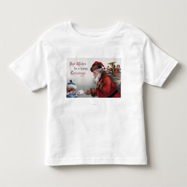 Christmas GreetingSanta Getting Letter Toddler T-Shirt (Front)