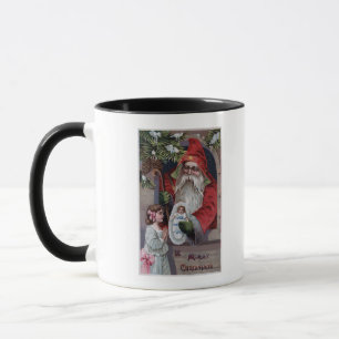 Christmas GreetingSanta Giving Doll Mug
