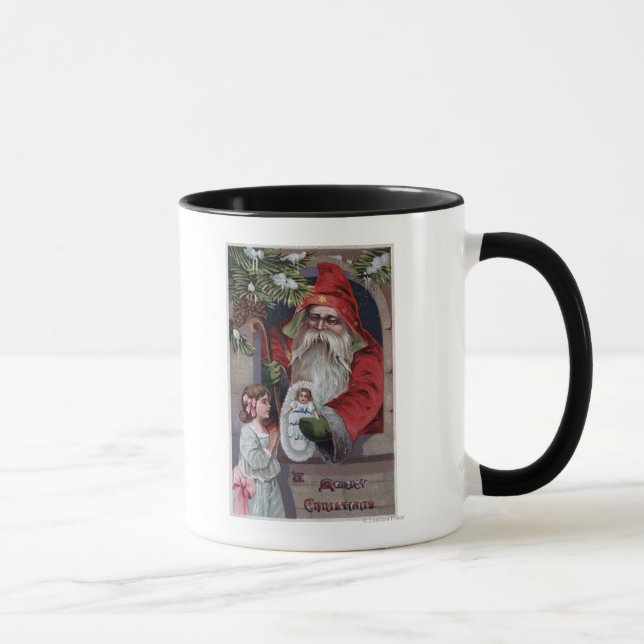 Christmas GreetingSanta Giving Doll Mug (Right)
