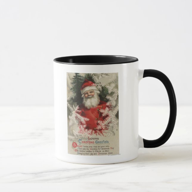 Christmas GreetingSanta in White Branches Mug (Right)