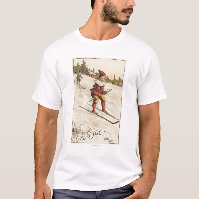 Christmas GreetingSanta Skiing T-Shirt (Front)